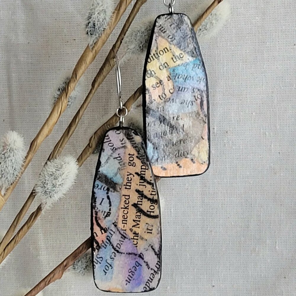 Colourful Handpainted Paper Drop Earrings